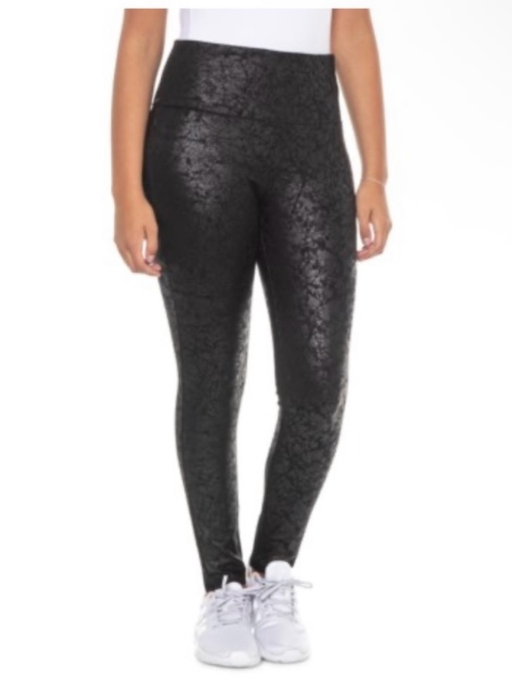 Bula Black Faux Leather Crackle Texture Leggings Size 10 NWOT‎